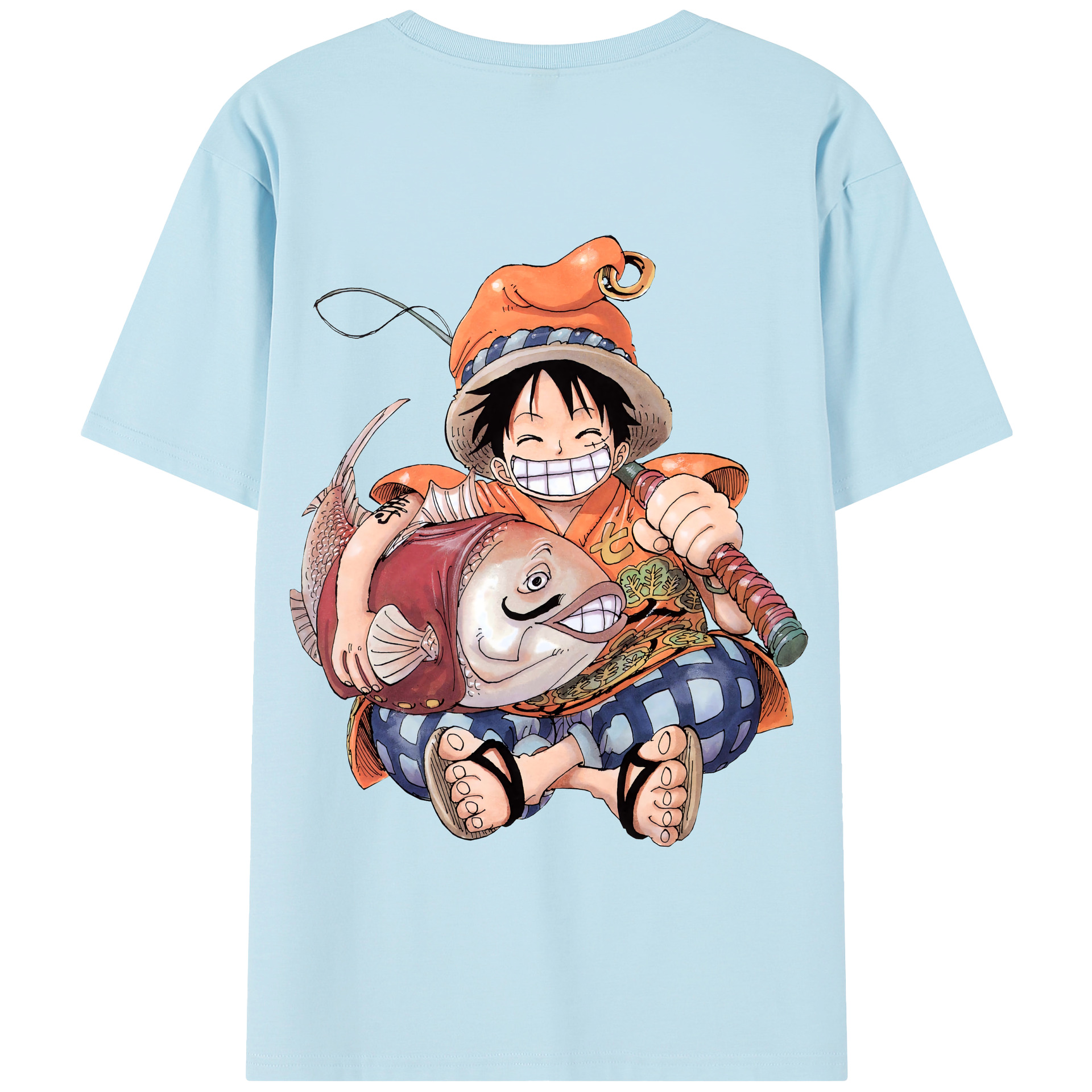 ワンピース モンキー・D・ルフィ ONE PIECE Monkey D. Luffy 綿100％半袖Tシャツ（背面プリント）